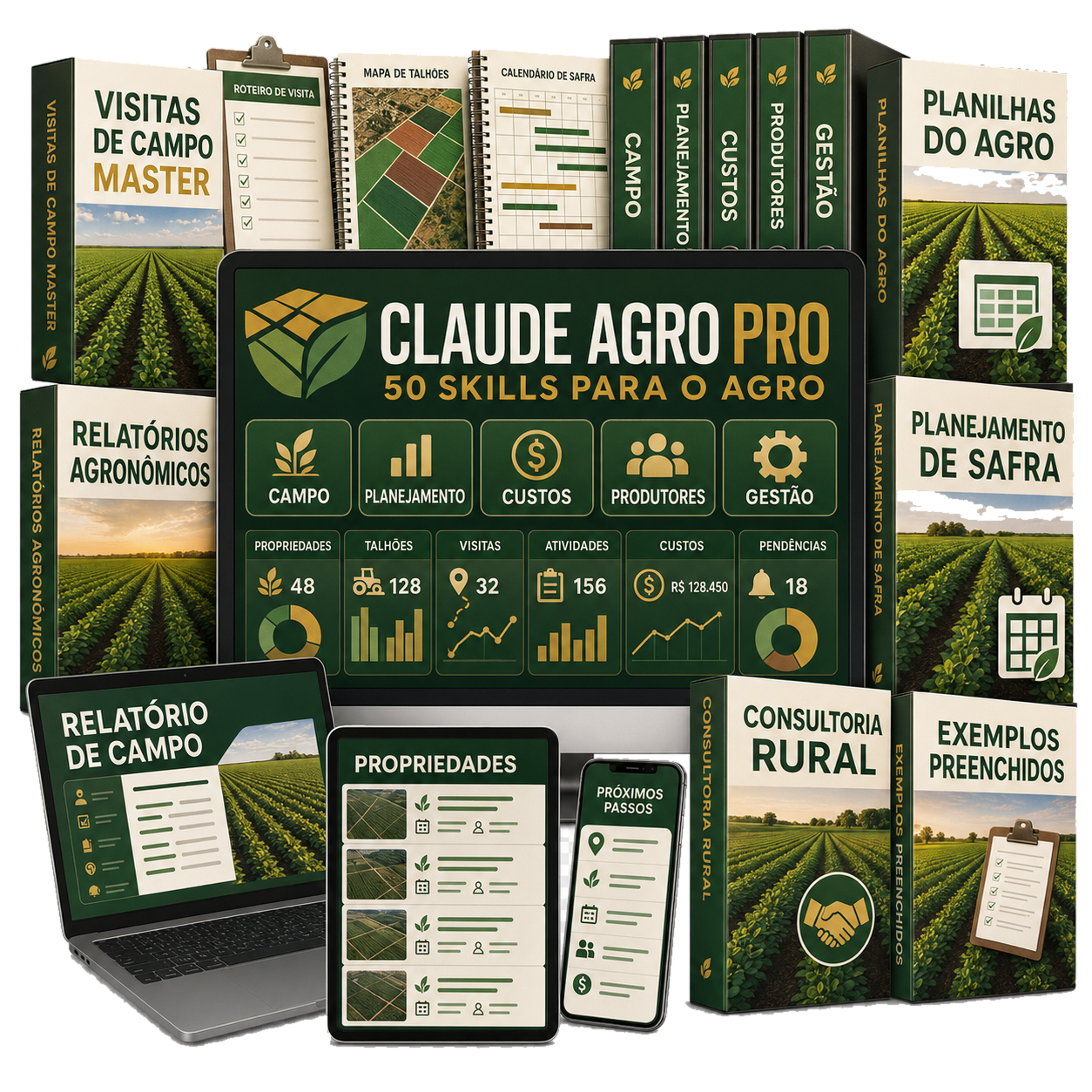 Claude Agro PRO — Skills, bônus e planilhas do escritório agronômico