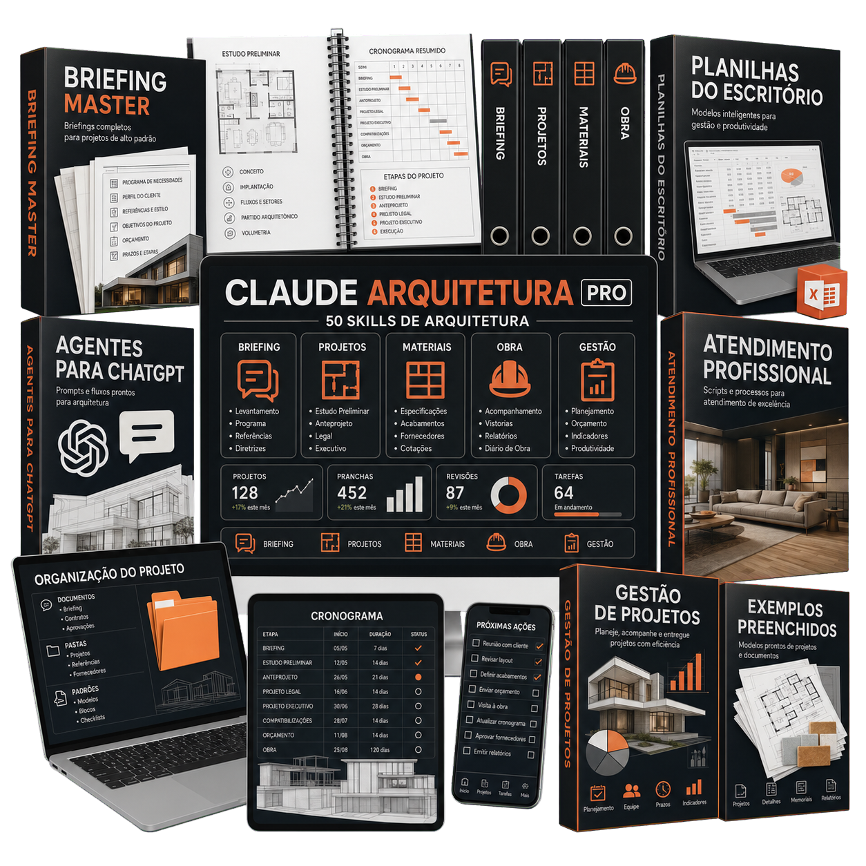 Claude Arquitetura PRO — Skills, bônus e modelos do escritório de IA