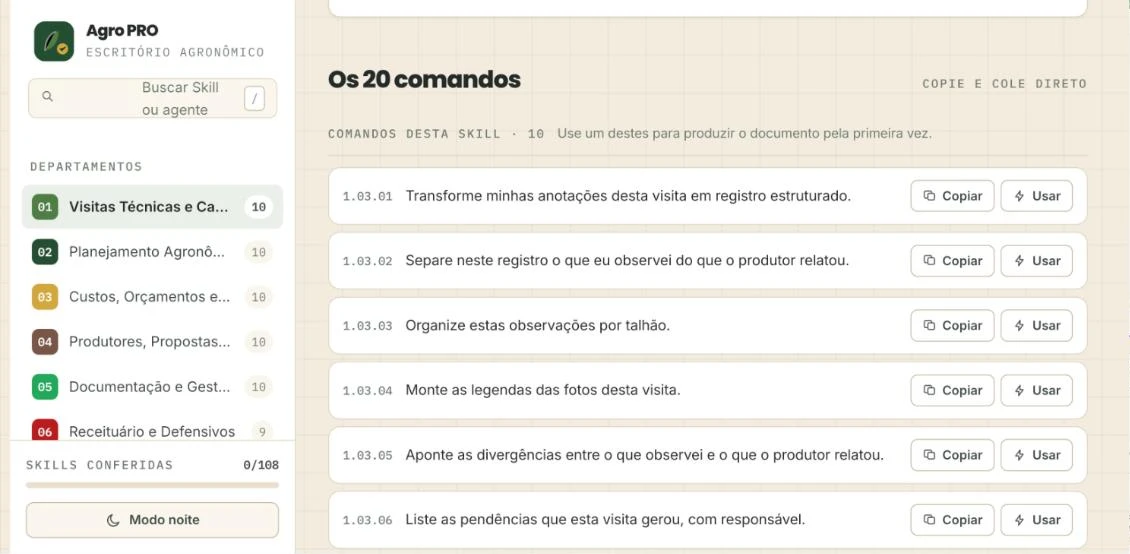 Os 20 comandos de uma Skill